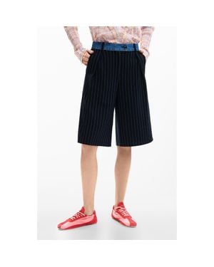 Desigual Pinstripe Shorts - Blue