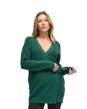 Ingrid & Isabel Ribbed Knit Crossover Maternity Nursing Cardigan - Green