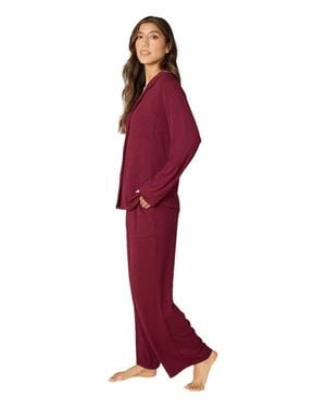 Softies Aria Slim Notch Collar Pj Set - Red