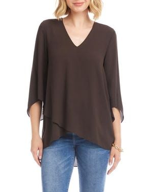 Karen Kane Crossover Hem Asymmetric Top - Black