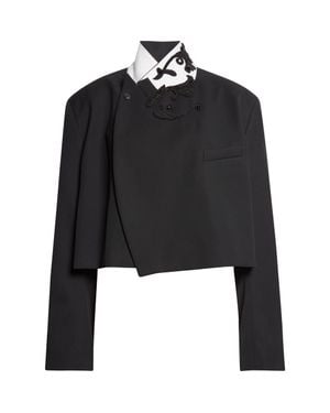 Dries Van Noten Bosea Crop Embroidered Wool Gabardine Jacket - Black