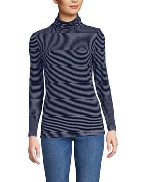 Lands' End Lightweight Jersey Long Sleeve Turtleneck - Blue