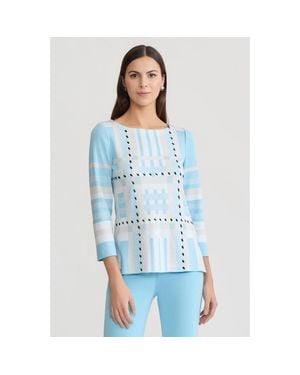 Ming Wang Interwoven Soft Knit Tunic - Blue