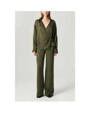 Nocturne Logo Buckle Wrap Blouse - Green