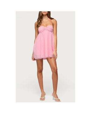 Edikted Ariellah Chiffon Babydoll Minidress - Pink