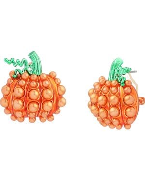 Betsey Johnson Imitation Pearl Pumpkin Stud Earrings - Red