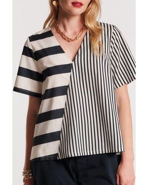 Frances Valentine Schooner Top Nautical Stripe - Gray