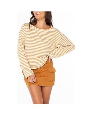 Roxy Good Vibes Stripe Top - Brown