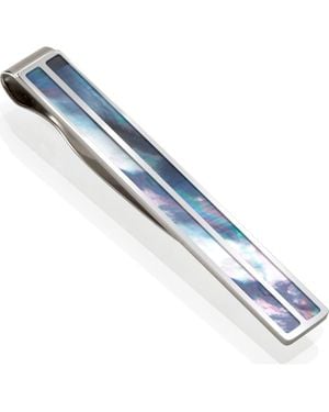 M-clip Mother-Of-Pearl Tie Bar - Blue