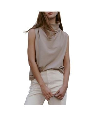 MARCELLA Finch French Terry Funnel Neck Top - Brown