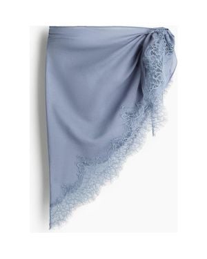 H&M Lace-Trimmed Triangle Scarf - Blue