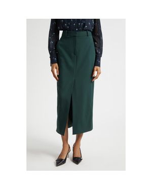 Veronica Beard Maxine Front Slit Skirt - Green