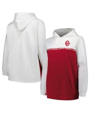 Profile Crimson Oklahoma Sooners Plus Size Taping Pullover Hoodie - White