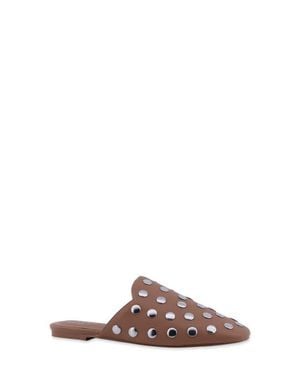 Shu Shop Aretha Studded Faux Leather Flat Mule - Brown