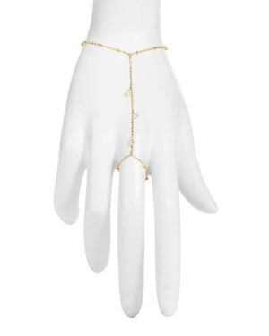 VIDAKUSH Dainty Cubic Zirconia Drop Hand Chain - White