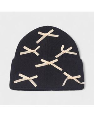 A Little Obsessed Multi Bow Knit Beanie - Blue
