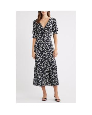 Rails Annmarie Floral Chiffon Midi Dress - Black