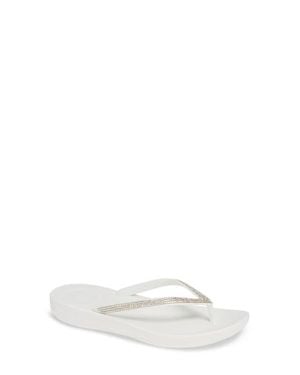 Fitflop Iqushion Splash Crystal Flip Flop - White