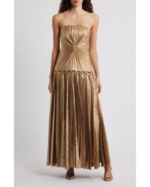 Acler Metallic Maxi Dress in Natural | Lyst