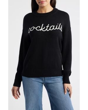 Bobeau Cocktails Cotton Sweater - Black