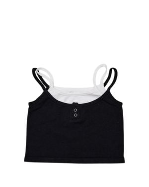 Malibu Sugar Double Layer Crop Ribbed Cami W/ Snaps - Black