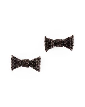 Deepa Gurnani Beaded Bow Stud Earrings - Black