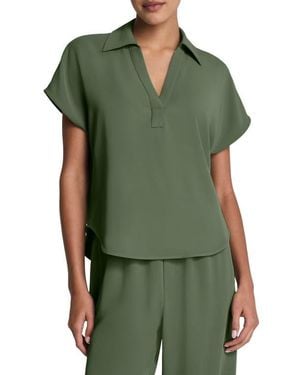 Spanx Oversize Short Sleeve Collared Shirt - Green