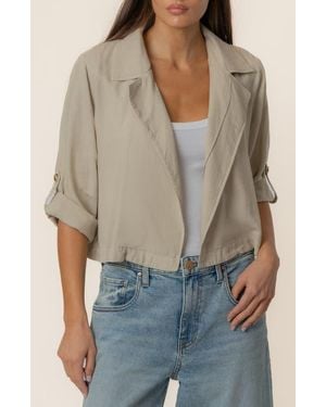 Kut From The Kloth Nadine Crop Open Front Linen Blend Jacket - Natural