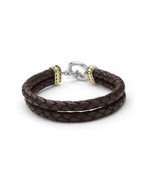 Lagos Anthem Double Leather Bracelet - Brown