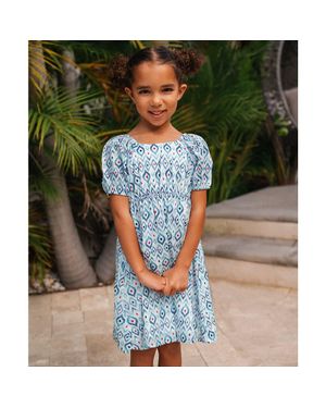 Lands' End Girls Short Sleeve Bow Dress - Green