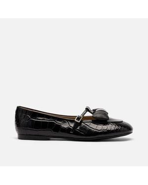 MARC NOLAN Mina Leather Mary Jane Flats - Black