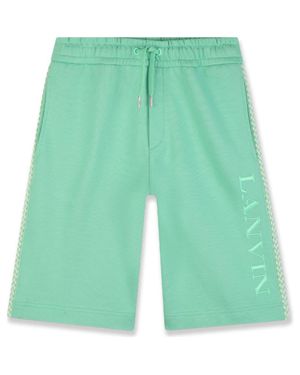 Lanvin Kids Curb Cotton Bermuda Shorts - Green