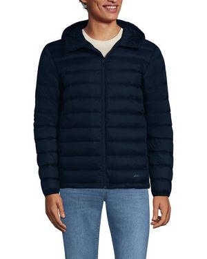 Lands' End Packable Hooded Down Puffer Jacket - Blue
