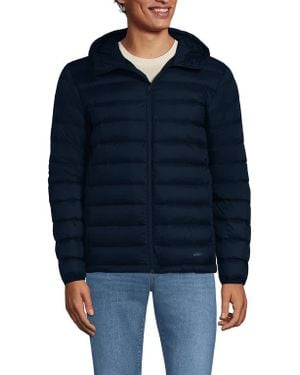 Lands' End Packable Hooded Down Puffer Jacket - Blue