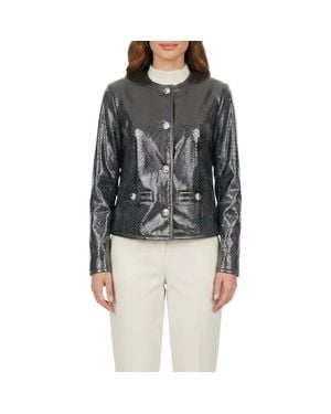 Gorski Genuine Metis Suede Pythn Printed Jacket - Black