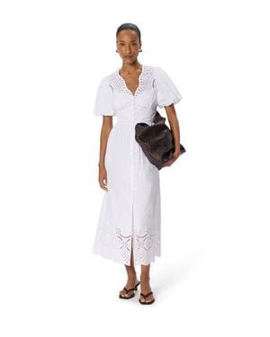 Whistles 100% Cotton Broderie V-Neck Dress - White