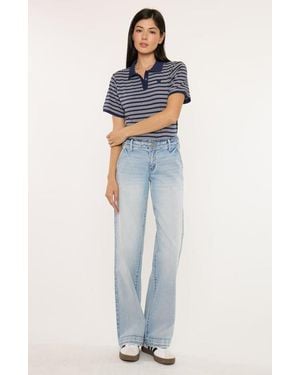 Kancan Lulu Mid Rise Wide Leg Pants - Blue