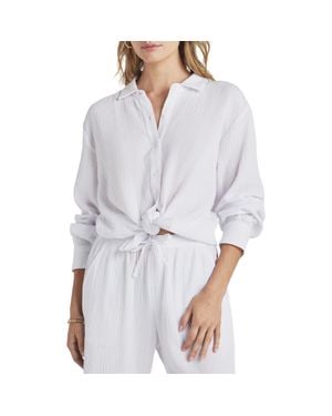 Splendid Adele Oversize Cotton Gauze Button-Up Shirt - White