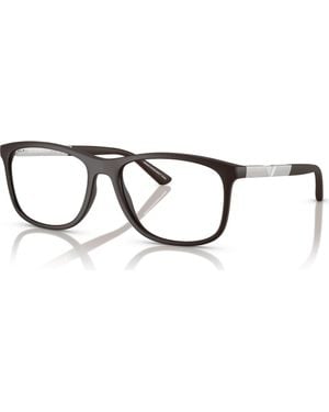 Emporio Armani 55Mm Rectangle Optical Glasses - Metallic