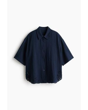 H&M Broderie Anglaise Beach Shirt - Blue