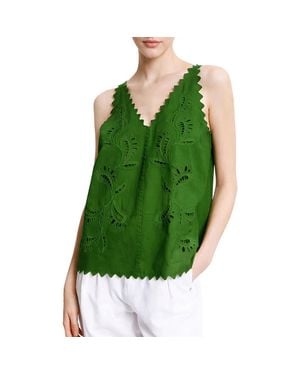 Ottod'Ame Cotton Top With Cutwork Embroidery - Green