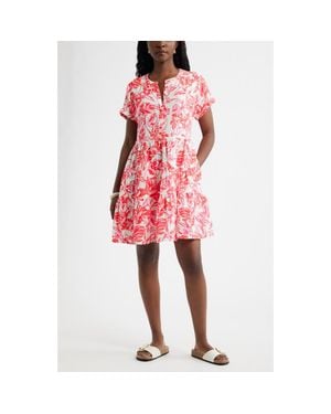 Caslon Cotton Gauze Tiered Popover Dress