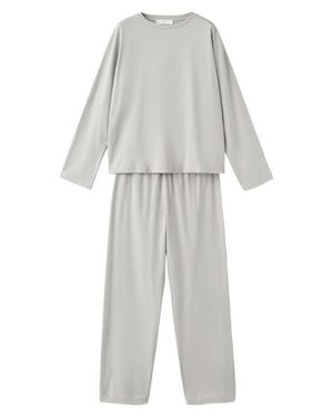 Mango Plain Cotton Pajamas - White