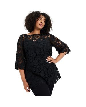 June + Vie Allover Lace Top - Black