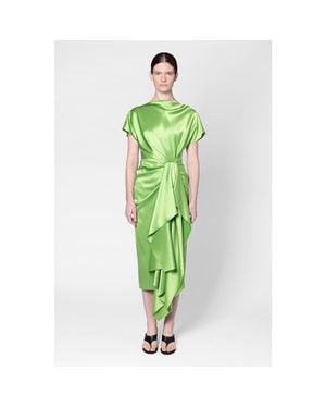 ROKSANDA Satin Draped Zoa Midi Dress - Green
