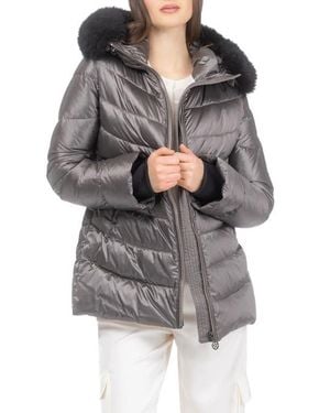 Gorski Apres-Ski Mid Jacket With Detachable Genuine Shearling Hood Trim - Multicolor