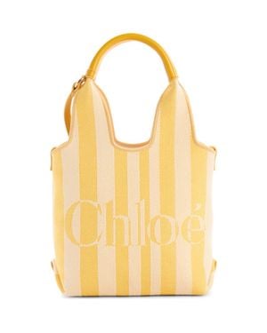 Chloé Mini Stripy Jacquard Stripe Crossbody Tote - Yellow