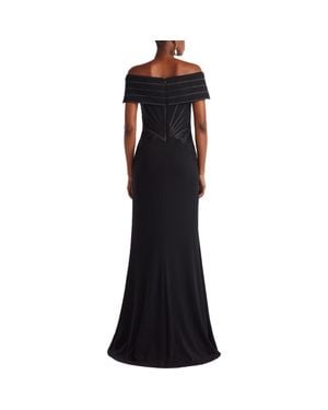 Tadashi Shoji Off The Shoulder Corset Bodice Gown - Black