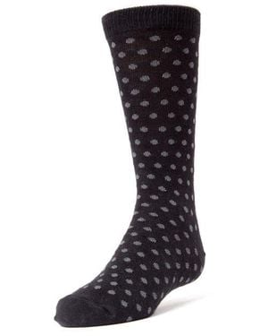 Memoi Polka Dot Dress Socks - Black