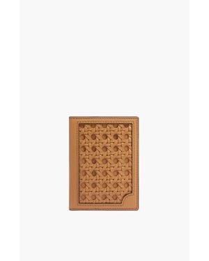 Aviteur Double Calfskin Paglia Di Vienna Weave Passport Holder - White